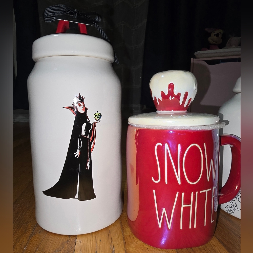 Rae Dunn Snow White Seven Dwarfs, Evil Queen Canisters & Poison Apple Mug Bundle - Picture 2 of 9